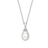 Matt Aminoff Pearl and Diamond Drop Necklace | 18K White Gold