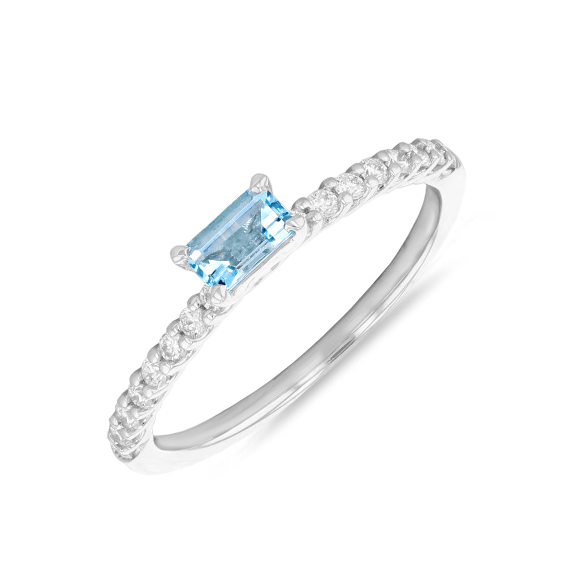 Rosa Mer Collection 0.27ct Octagon Aquamarine Ring With Diamond Should Browns Family Jewellers