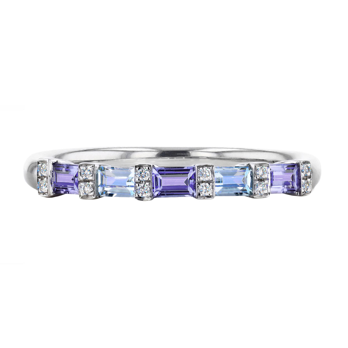 Handmade 925 Sterling Silver Tanzanite & White Sapphire Ring – 1.25ct Baguette Cut – Purple Solitaire – UK Made