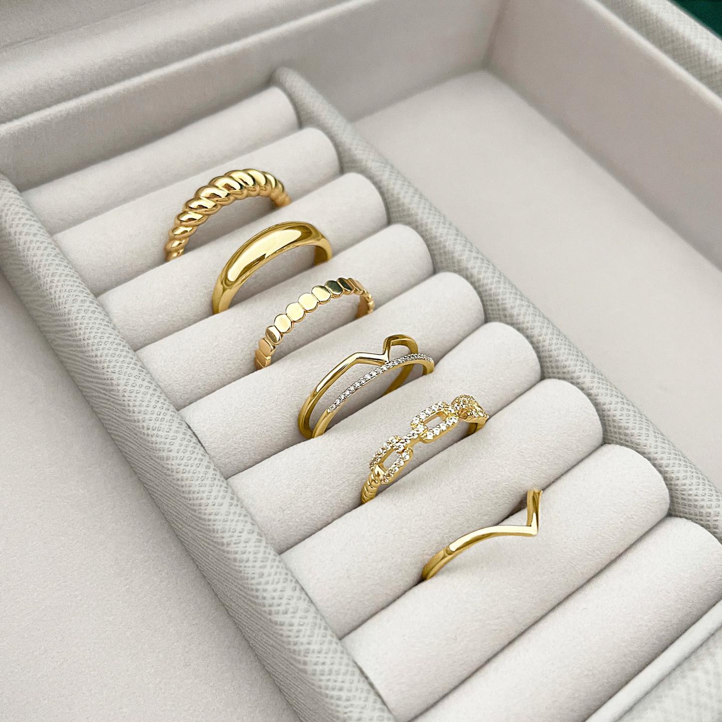 Soleil Collection Chain Link Ring 9K Solid Yellow Gold Browns Family Jewellers