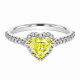 1.15ct Yellow Diamond Heart Halo Ring | Platinum