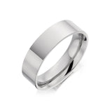 Cairo Medium Flat Court Mens Wedding Ring | 18K White Gold
