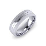 Lahore Brushed Mens Wedding Ring | Platinum